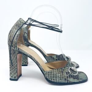 Vintage 90’s Gucci Tom Ford SS Python Horsebit Lace Up Block Heels 7